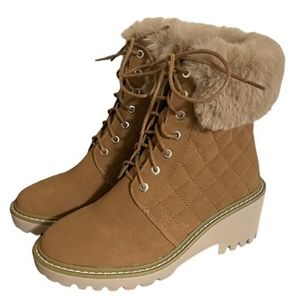 NICOLE Miller quilted camel boots booties 7